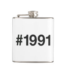 1991 Hashtag 34 Birthday Anniversary Hip Flask