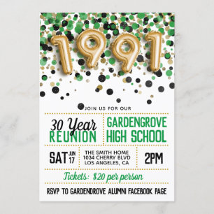 1991 High School College Reunion Invitation