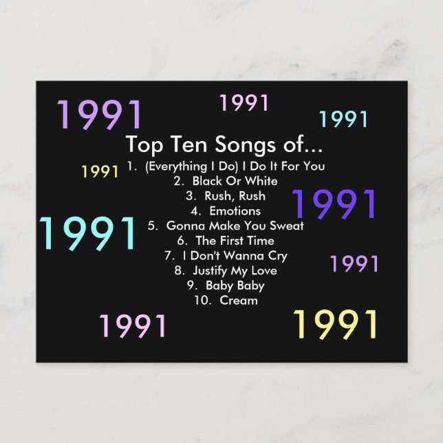 1991 Songs Postcard (Front)