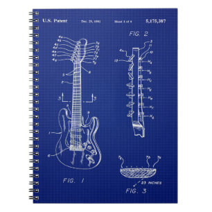 1992 Guitar Blueprint -Cute Funny Music Lover Gift Notebook