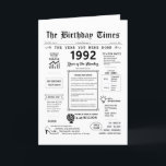 1992 The Year You Were Born Birthday Card<br><div class="desc">Journey back in time with our captivating 1992 birthday card! Filled with historical moments and thrilling facts, it's specially crafted for your special day. This birthday card is brimming with insights and snapshots of life during that time. From noteable events like dial-up Internet, the Y2K panic, the Dot-com bubble, and...</div>