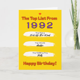 1992 Top List Birthday Card