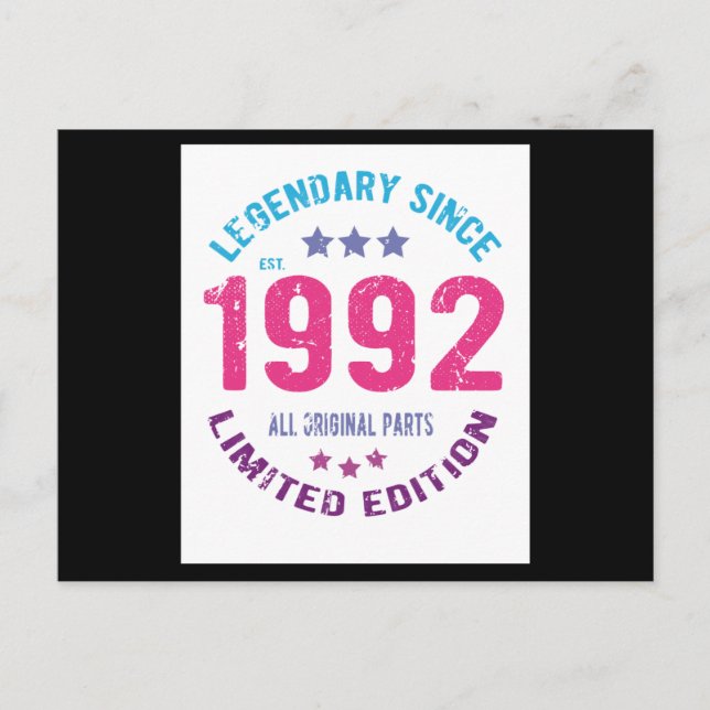 1992 Vintage Birthday Postcard (Front)