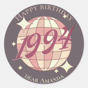 1994 30th birthday retro green party Invitation Classic Round Sticker