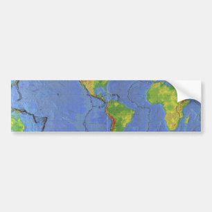 1994 Physical World Map - Tectonic Plates - USGS Bumper Sticker
