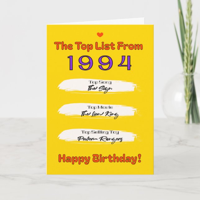 1994 Top List Birthday Card (Front)