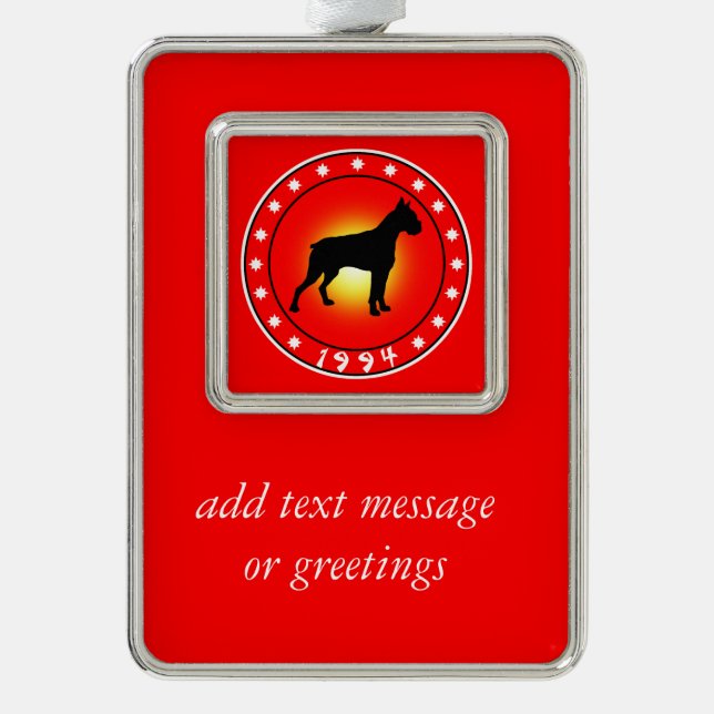 1994 Year of the Dog Silver Plated Framed Ornament (Front)