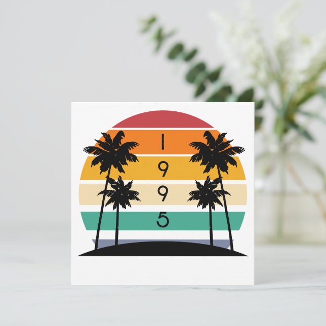 1995 Retro Stripe Sunset Vintage  Invitation (Standing Front)