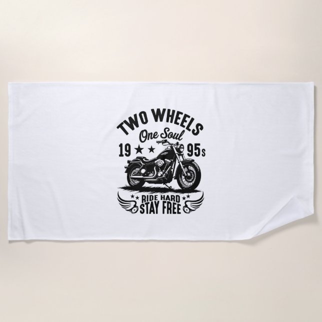 1995s Motorcycle Vintage Beach Towel (Front)