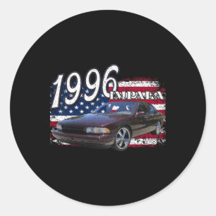 1996 96 Impala Lowrider Ss 4th Of July American Classic Round Sticker