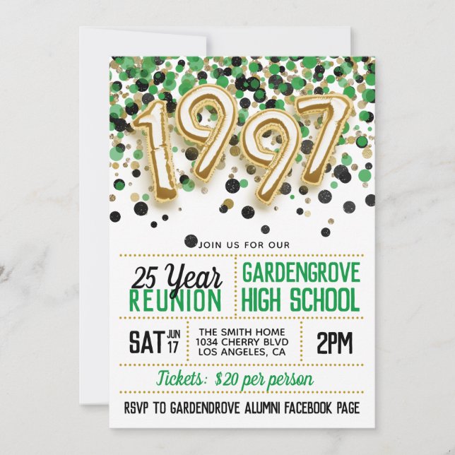 1997 High School College Reunion Invitation (Front)