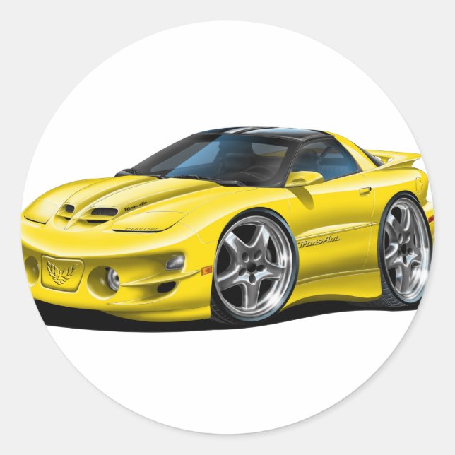 1998-02 Trans Am Yellow Car Classic Round Sticker (Front)