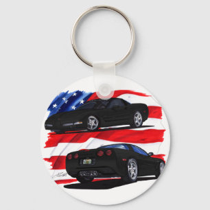 1998-04 Corvette Black Car Key Ring