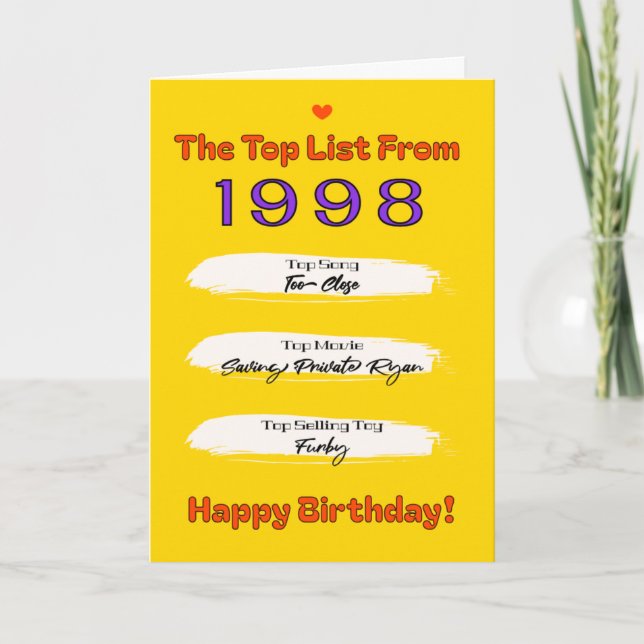 1998 Top List Birthday Card (Front)