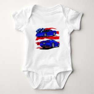 1999-04 Corvette Blue Car Baby Bodysuit