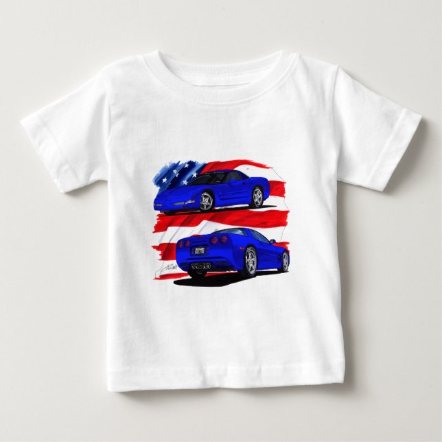 1999-04 Corvette Blue Car Baby T-Shirt (Front)
