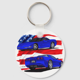 1999-04 Corvette Blue Car Key Ring