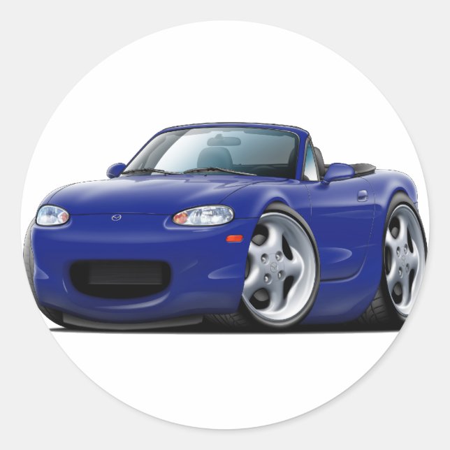 1999-05 Miata Dark Blue Car Classic Round Sticker (Front)