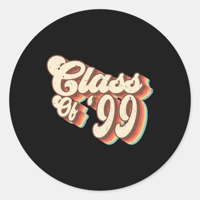 1999 Cl Reunion Retro Cl Of 99 High School Graduat Classic Round Sticker (Front)