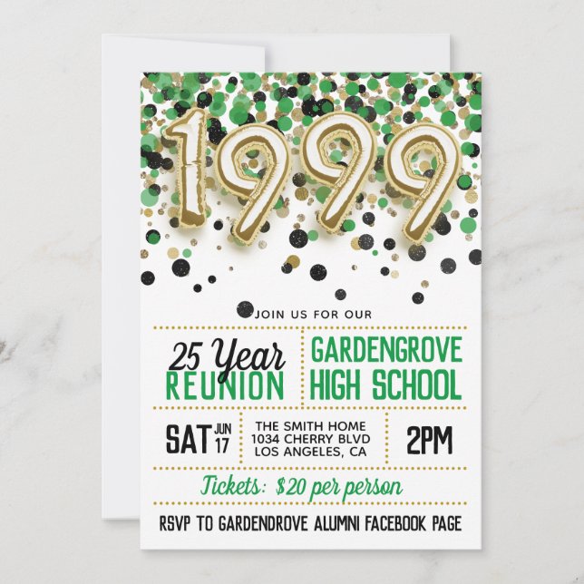 1999 High School College Reunion Invitation (Front)