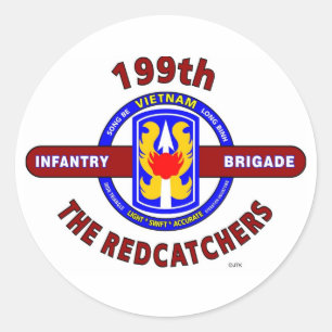 199TH INFANTRY BRIGADE " THE REDCATCHERS"VIETNAM CLASSIC ROUND STICKER