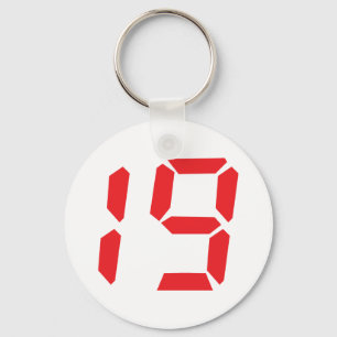 19 nineteen  red alarm clock digital number key ring