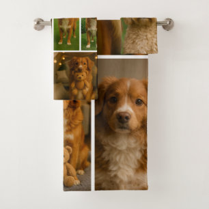 19 photo collage personalised custom bath towel set