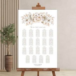 19 Table White Floral Wedding Seating Chart