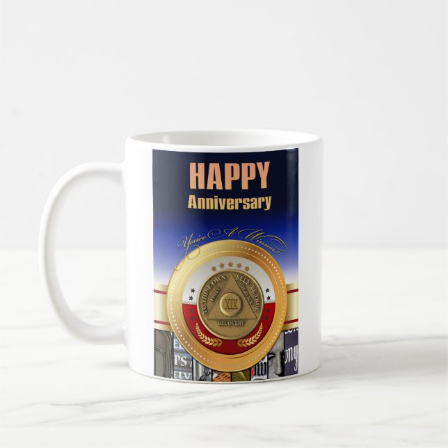 19 Year CUSTOM NAME AA Coin You're A Winner Coffee Mug (Left)