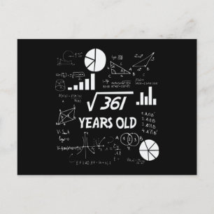 19 Year Old Bday Geeky Math 19th birthday Gift Postcard