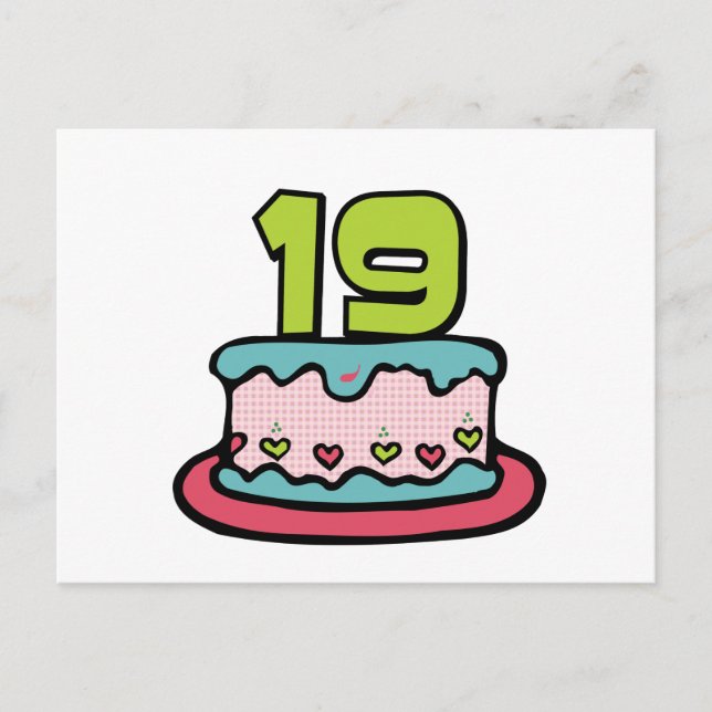 19 Year Old Birthday Cake Postcard (Front)