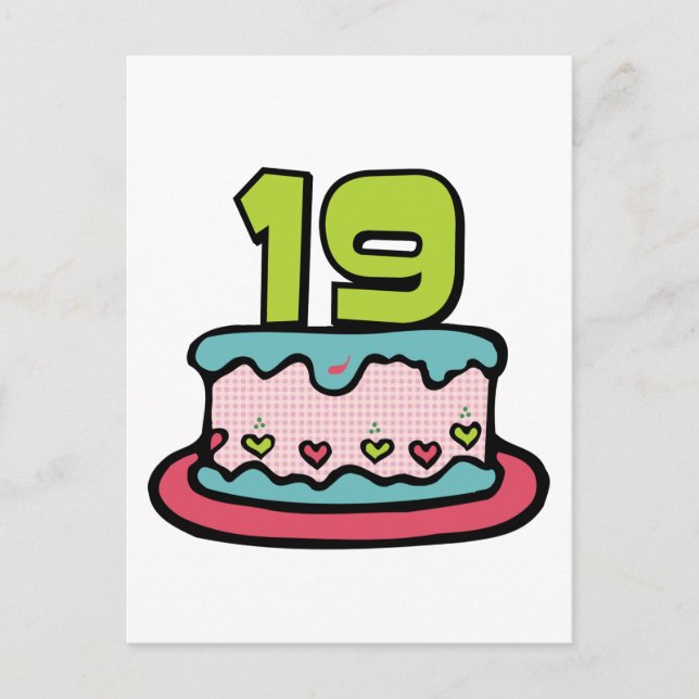 19 Year Old Birthday Cake Postcard (Front)