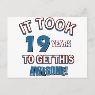 19 year old birthday designs postcard