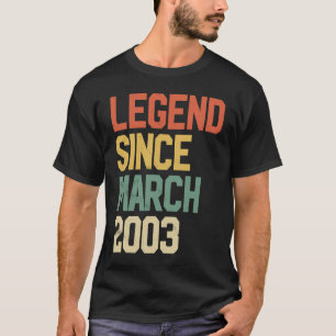 19 Year Old Legend Since March 2003 19th Birthday T-Shirt