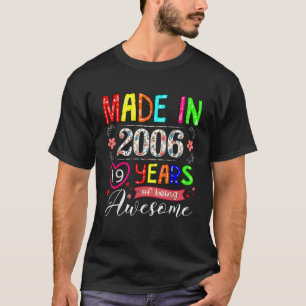 19 Year Old Made In 2006 Floral 19th Birthday Girl T-Shirt