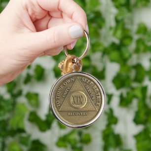 19 Year Recovery Medallion of Sobriety Milestone Key Ring