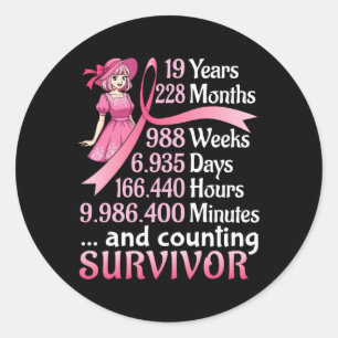 19 Years 228 Months And Counting Breast Cancer Sur Classic Round Sticker