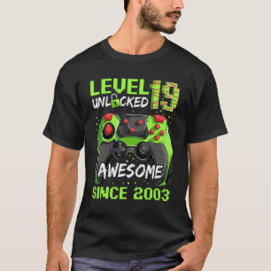 19 Years Old  Gamer Man Birthday Awesome Since 200 T-Shirt