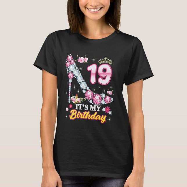19 Years Old It's My 19th Birthday Pink Diamond Sh T-Shirt (Front)