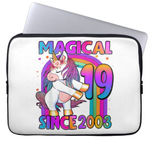 19 Years Old Unicorn Flossing 19th Birthday Girl U Laptop Sleeve