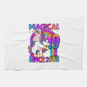 19 Years Old Unicorn Flossing 19th Birthday Girl U Tea Towel