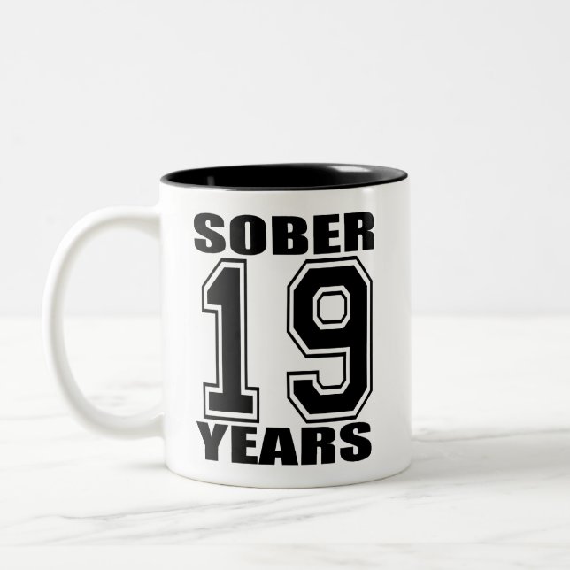 19 Years Sober Black on White Mug (Left)