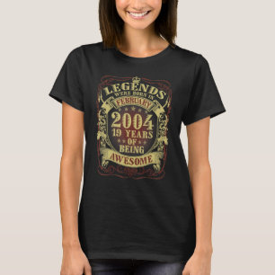 19 Yrs Old Vintage Legends Born February 2004 19th T-Shirt