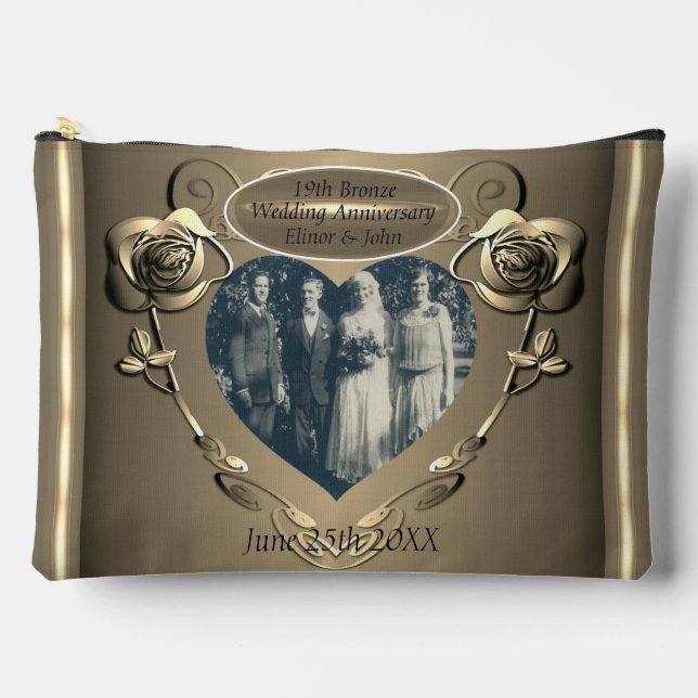 19th/8th Bronze(Colour)Photo Wedding Anniversary Accessory Pouch (Front)