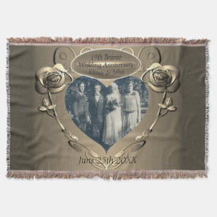 19th/8th Bronze(Colour)Photo Wedding Anniversary Throw Blanket