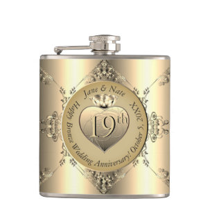 19th/8th Bronze (Colour) Wedding Anniversary Hip Flask