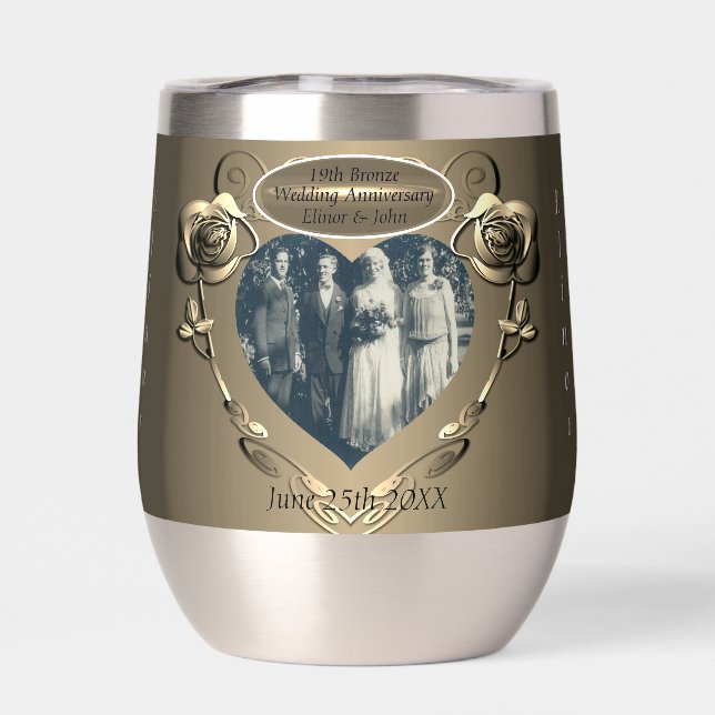 19th/8th Bronze Wedding Anniversary Water Bottle (Back)