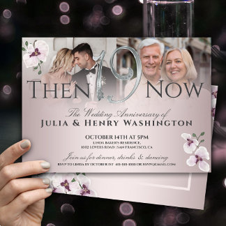 19th Anniversary Blush Orchid Then And Now Invitation