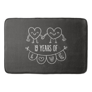 19th Anniversary Gift Chalk Hearts Bath Mat