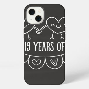 19th Anniversary Gift Chalk Hearts iPhone Case
